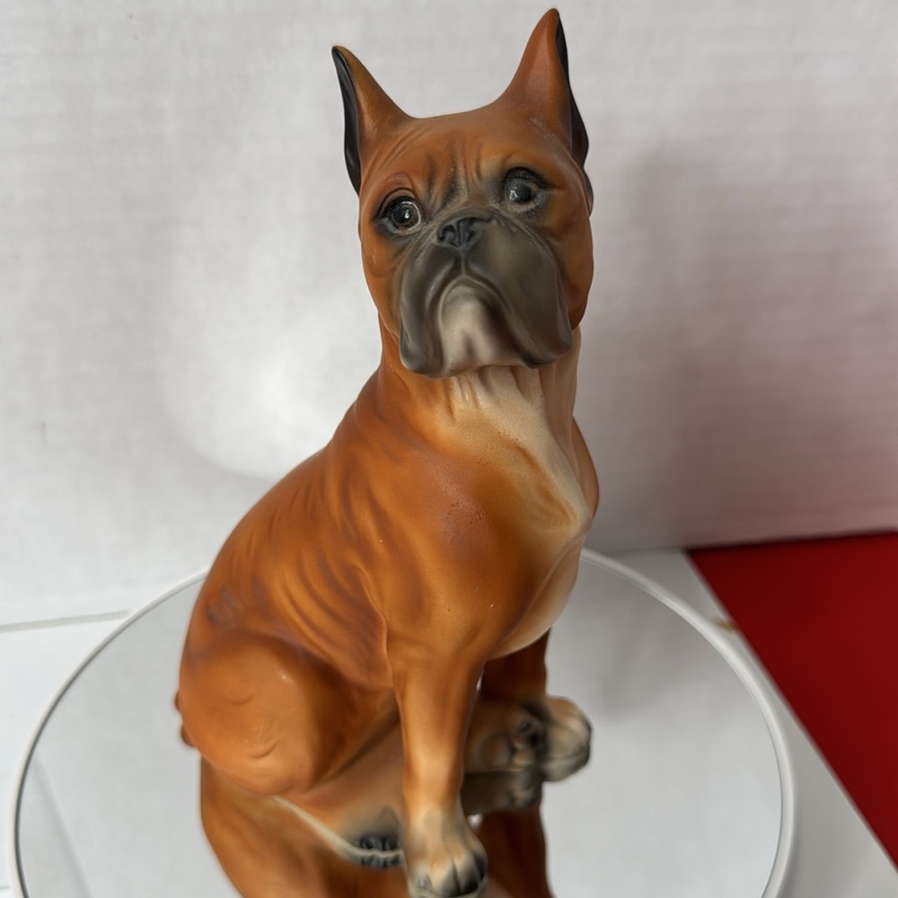 Boxer Vtg Dog Figurine 7” brown tan black it’s ceramic or porcelain 1970’s ? - Picture 14 of 14
